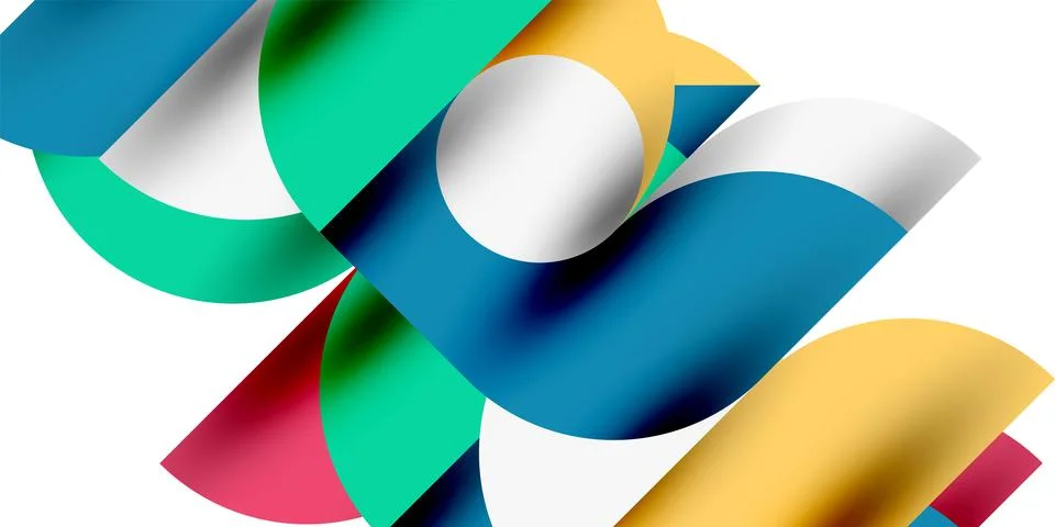 Tech minimal circular shapes geometric art. Vector modern circles Stock Illustration