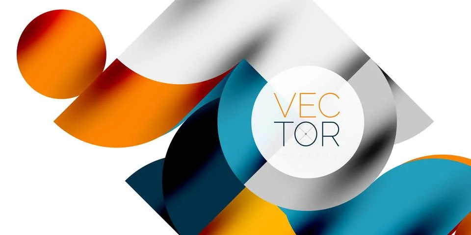 Tech minimal circular shapes geometric art. Vector modern circles Stock Illustration