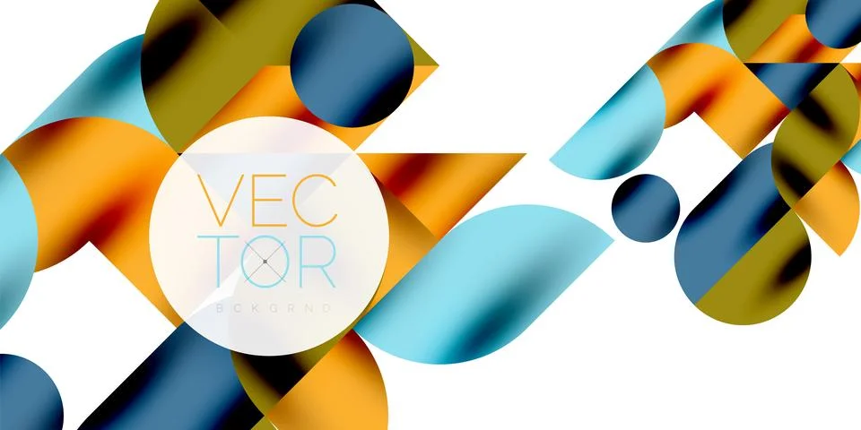 Tech minimal circular shapes geometric art. Vector modern circles Illustrazione stock
