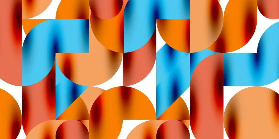 Tech minimal circular shapes geometric art. Vector modern circles 스톡 일러스트