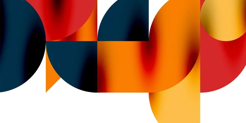 Tech minimal circular shapes geometric art. Vector modern circles Stock Illustration