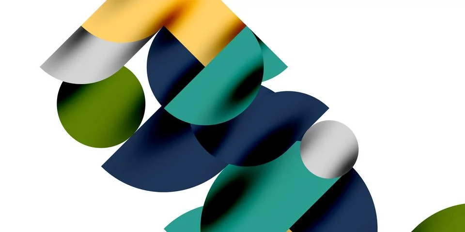 Tech minimal circular shapes geometric art. Vector modern circles Illustrazione stock