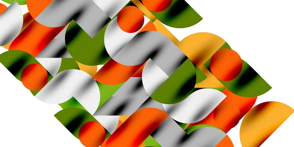 Tech minimal circular shapes geometric art. Vector modern circles Stock Illustration