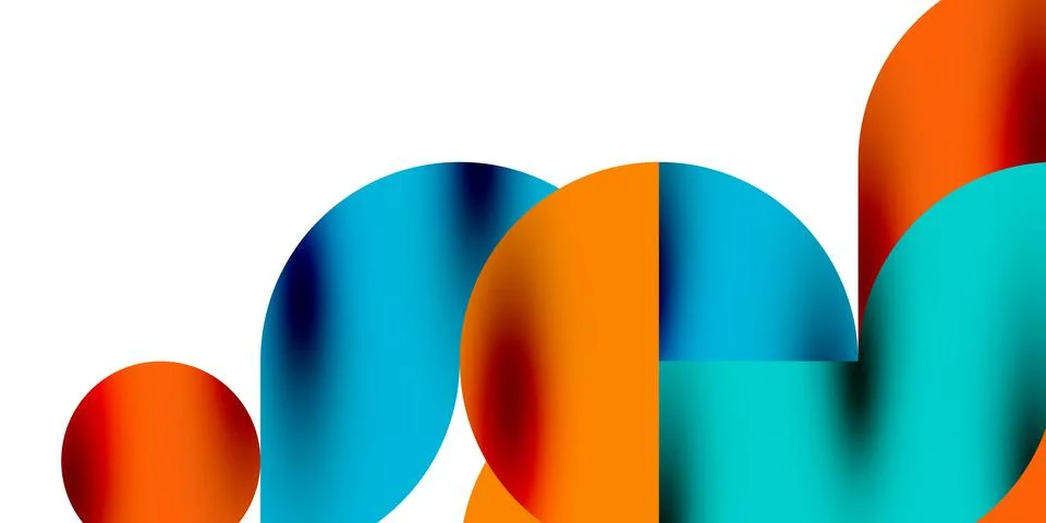 Tech minimal circular shapes geometric art. Vector modern circles Stock Illustration