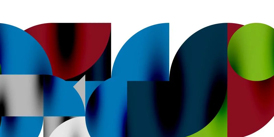 Tech minimal circular shapes geometric art. Vector modern circles Stock Illustration