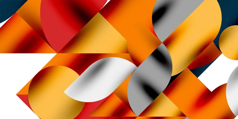 Tech minimal circular shapes geometric art. Vector modern circles Illustrazione stock