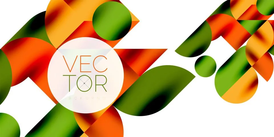 Tech minimal circular shapes geometric art. Vector modern circles Stock Illustration