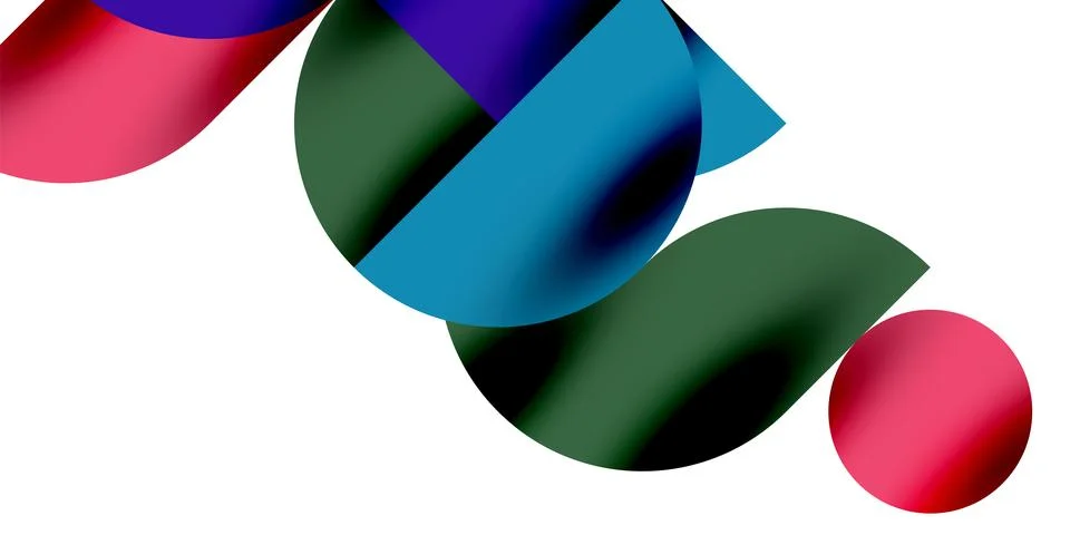Tech minimal circular shapes geometric art. Vector modern circles Stock Illustration