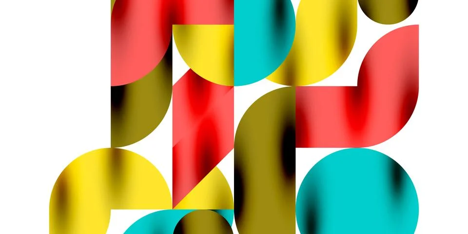 Tech minimal circular shapes geometric art. Vector modern circles Stock Illustration