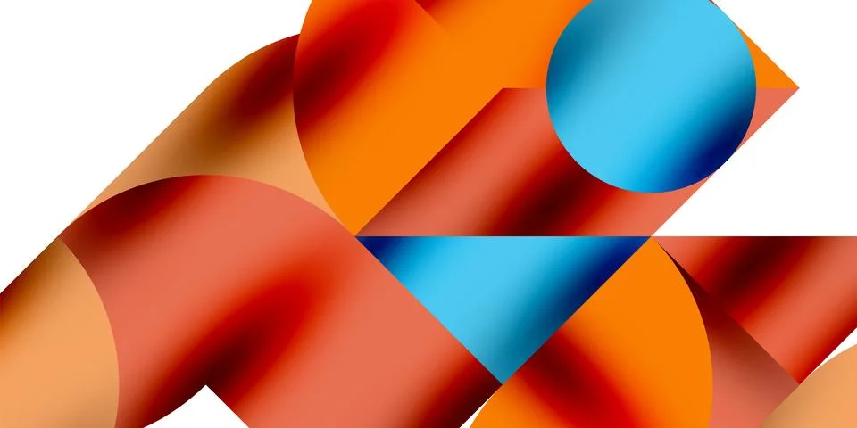 Tech minimal circular shapes geometric art. Vector modern circles Illustrazione stock