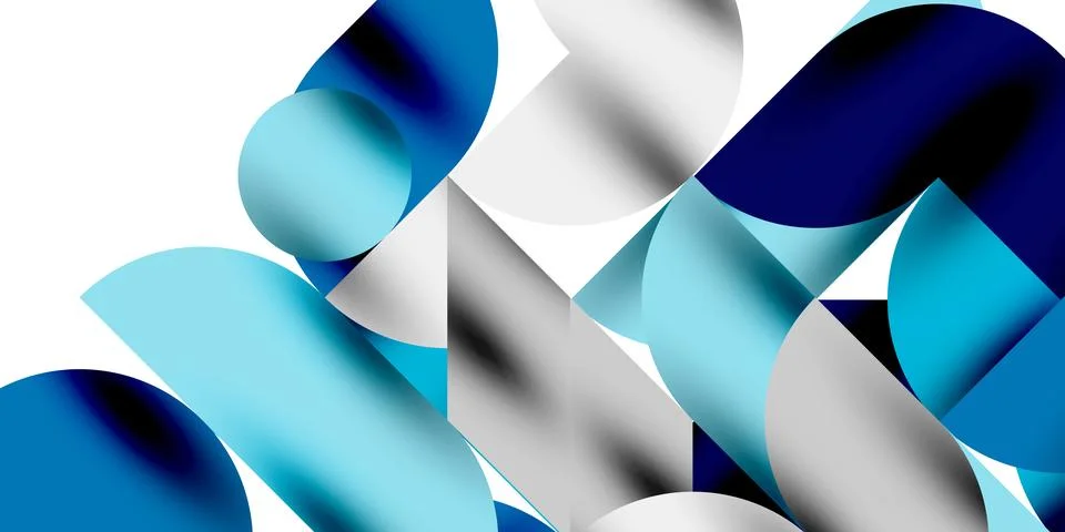 Tech minimal circular shapes geometric art. Vector modern circles Illustrazione stock