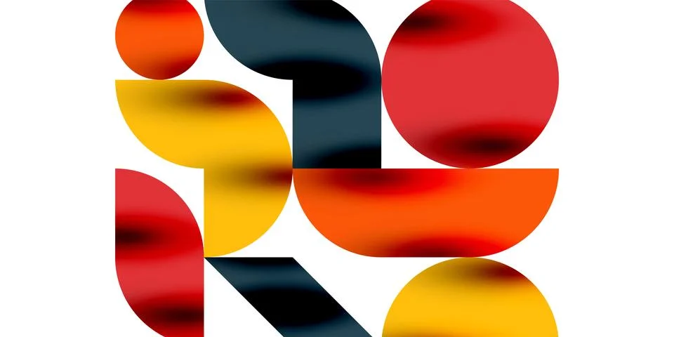 Tech minimal circular shapes geometric art. Vector modern circles Stock Illustration