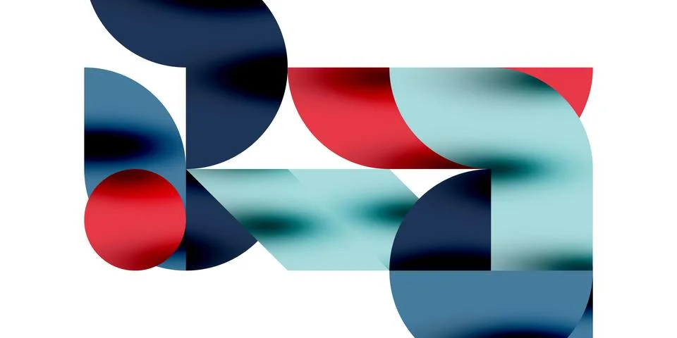 Tech minimal circular shapes geometric art. Vector modern circles Stock Illustration