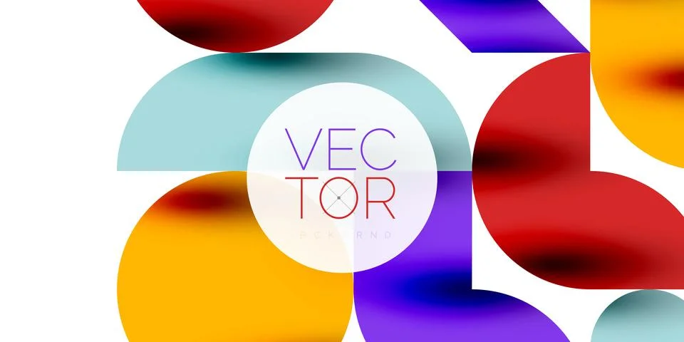 Tech minimal circular shapes geometric art. Vector modern circles Illustrazione stock