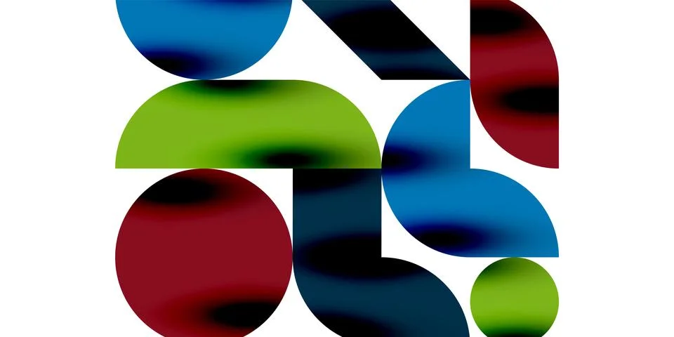 Tech minimal circular shapes geometric art. Vector modern circles Stock Illustration