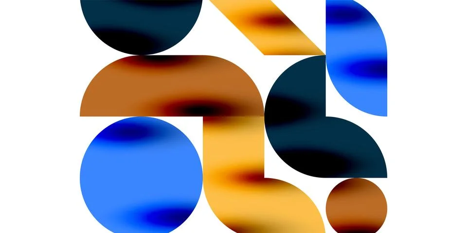 Tech minimal circular shapes geometric art. Vector modern circles Illustrazione stock