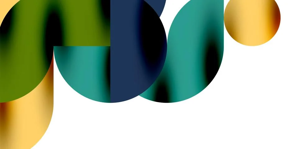 Tech minimal circular shapes geometric art. Vector modern circles Illustrazione stock