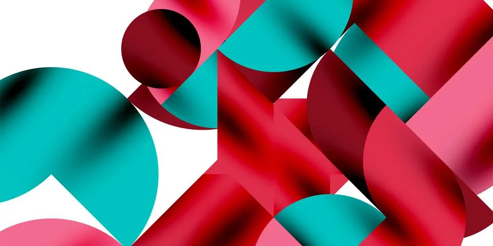Tech minimal circular shapes geometric art. Vector modern circles Stock Illustration