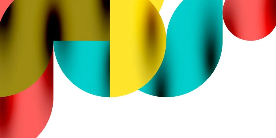 Tech minimal circular shapes geometric art. Vector modern circles Illustrazione stock