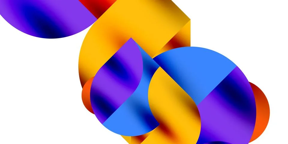 Tech minimal circular shapes geometric art. Vector modern circles Illustrazione stock