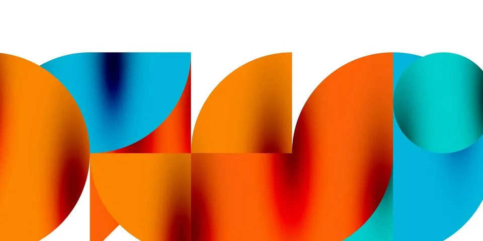 Tech minimal circular shapes geometric art. Vector modern circles Stock Illustration