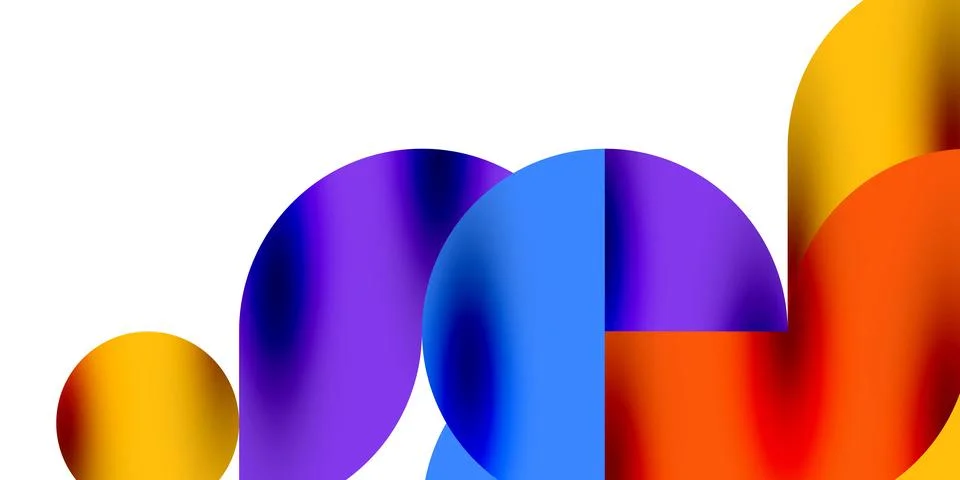 Tech minimal circular shapes geometric art. Vector modern circles Stock Illustration