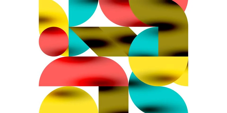 Tech minimal circular shapes geometric art. Vector modern circles Illustrazione stock