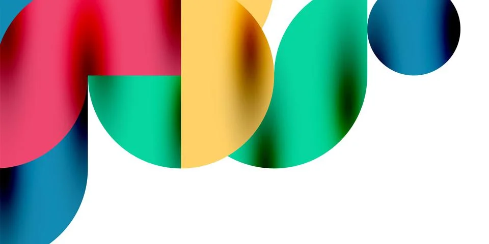 Tech minimal circular shapes geometric art. Vector modern circles Illustrazione stock