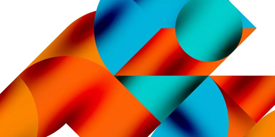 Tech minimal circular shapes geometric art. Vector modern circles Stock Illustration