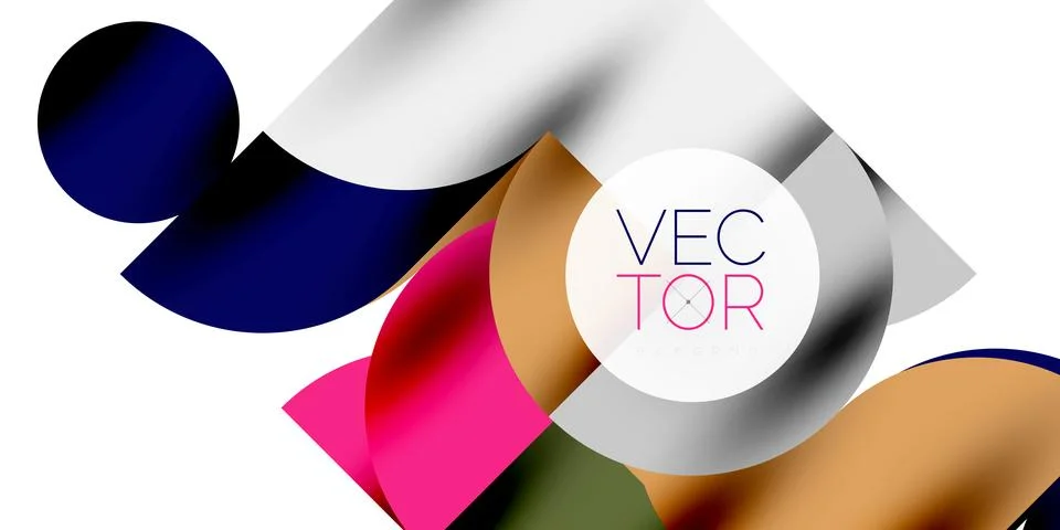 Tech minimal circular shapes geometric art. Vector modern circles Illustrazione stock