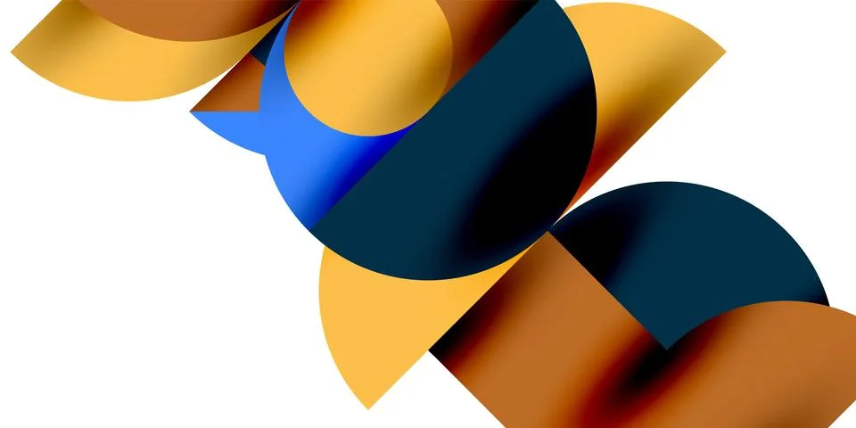 Tech minimal circular shapes geometric art. Vector modern circles Stock Illustration