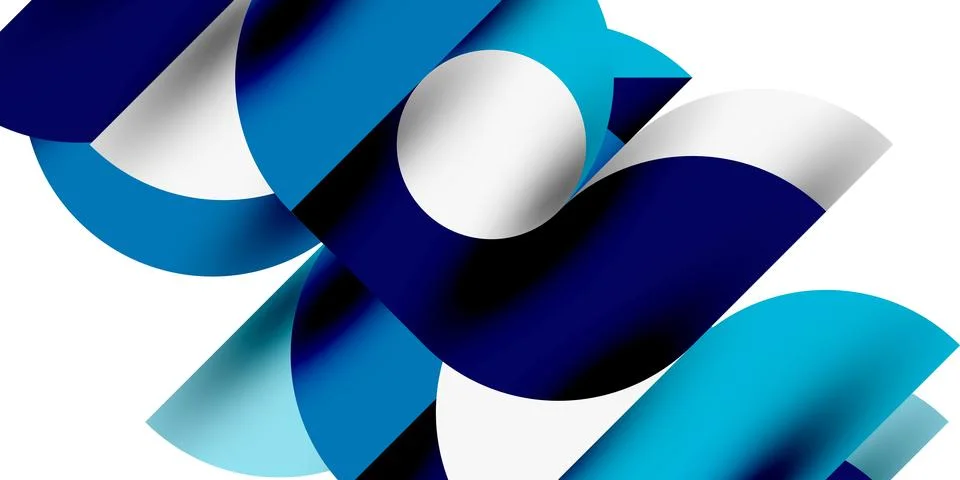 Tech minimal circular shapes geometric art. Vector modern circles Illustrazione stock