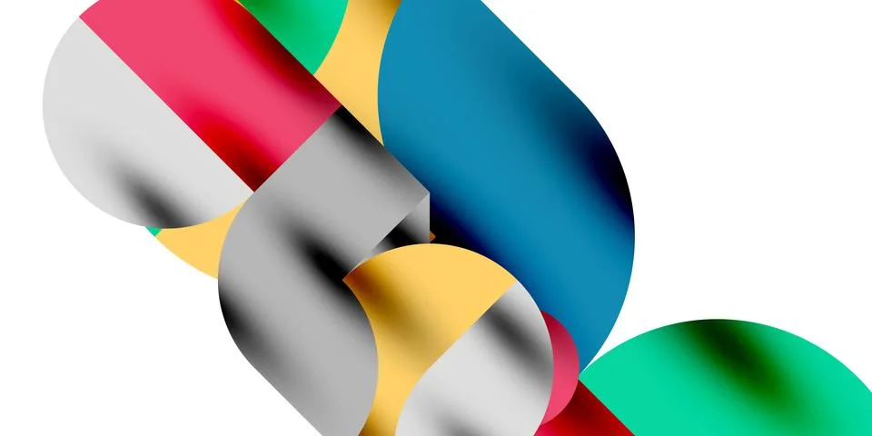 Tech minimal circular shapes geometric art. Vector modern circles Illustrazione stock