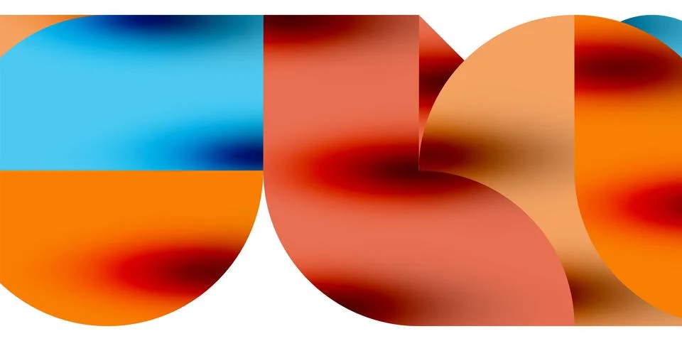 Tech minimal circular shapes geometric art. Vector modern circles 스톡 일러스트