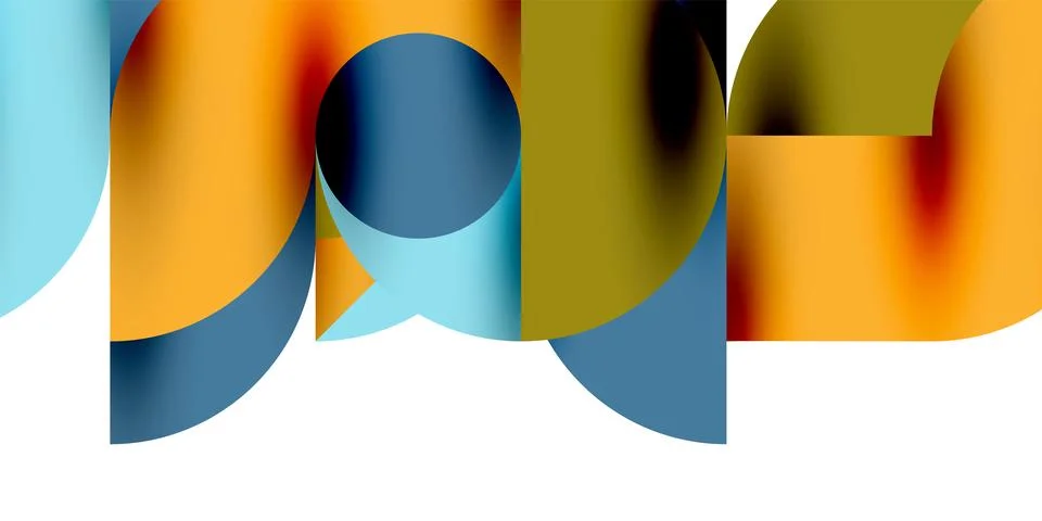 Tech minimal circular shapes geometric art. Vector modern circles Illustrazione stock