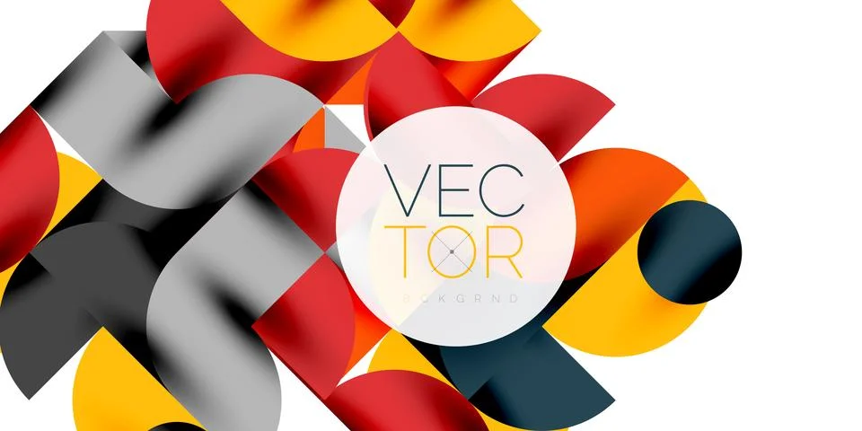 Tech minimal circular shapes geometric art. Vector modern circles Illustrazione stock