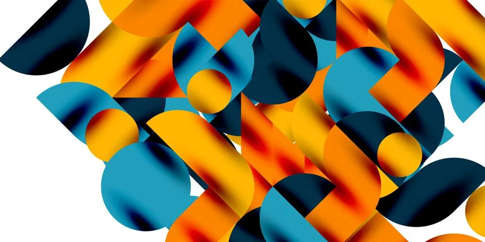 Tech minimal circular shapes geometric art. Vector modern circles イラスト素材