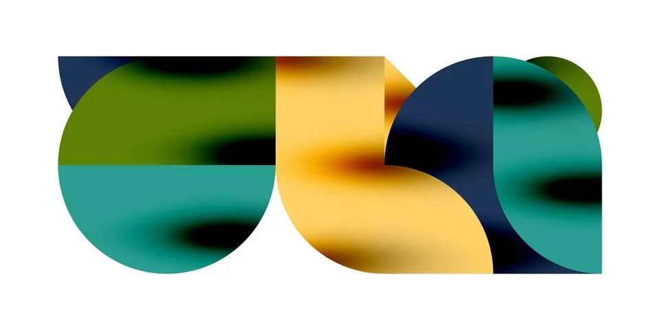 Tech minimal circular shapes geometric art. Vector modern circles Stock Illustration