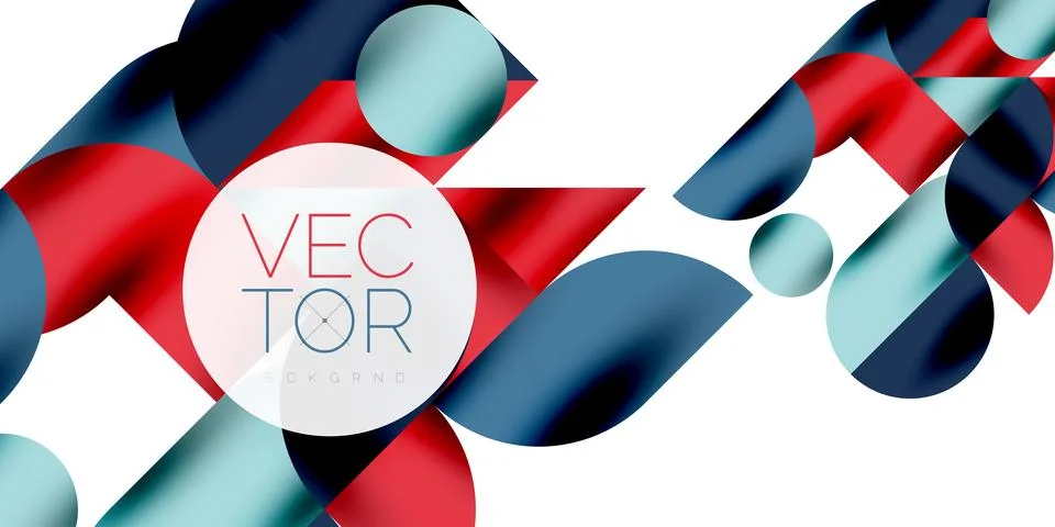 Tech minimal circular shapes geometric art. Vector modern circles Illustrazione stock