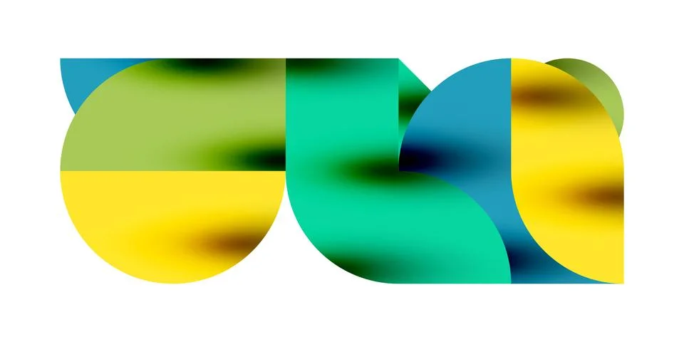 Tech minimal circular shapes geometric art. Vector modern circles Illustrazione stock