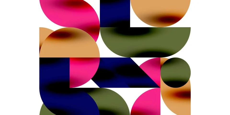 Tech minimal circular shapes geometric art. Vector modern circles Illustrazione stock