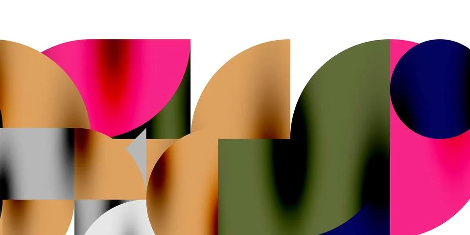 Tech minimal circular shapes geometric art. Vector modern circles Stock Illustration