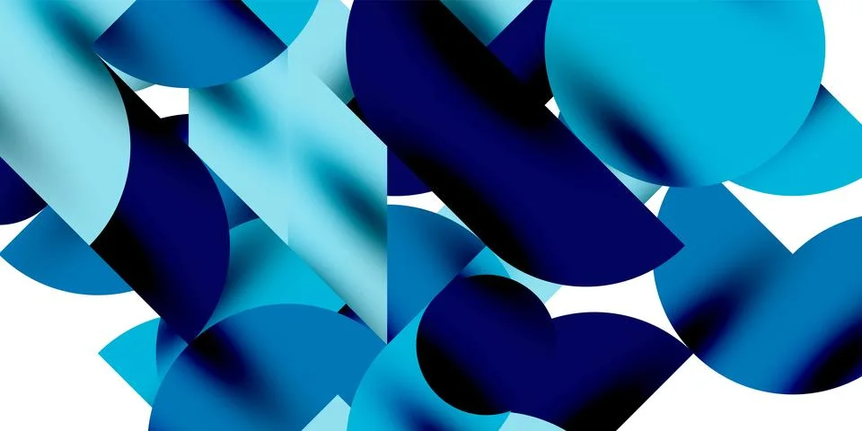 Tech minimal circular shapes geometric art. Vector modern circles Illustrazione stock