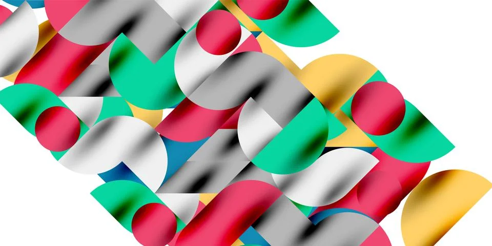 Tech minimal circular shapes geometric art. Vector modern circles 스톡 일러스트