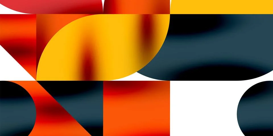 Tech minimal circular shapes geometric art. Vector modern circles Stock Illustration