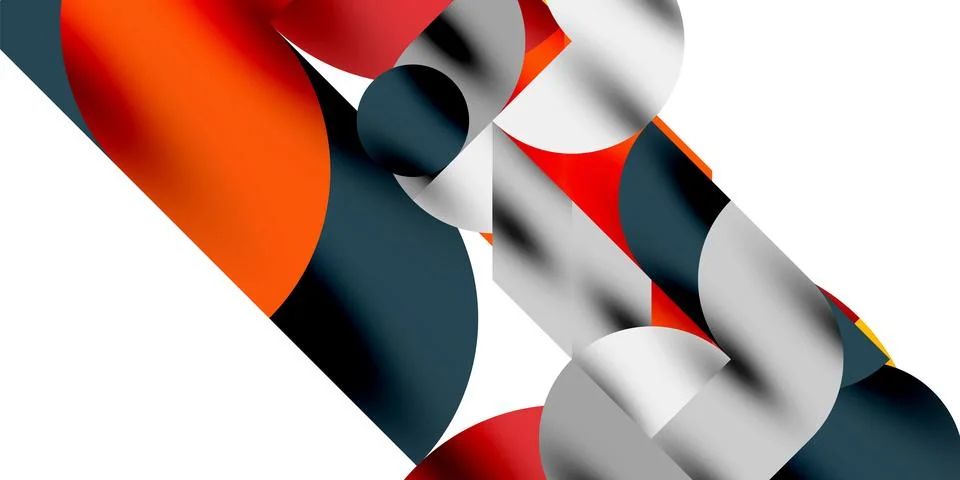 Tech minimal circular shapes geometric art. Vector modern circles Illustrazione stock