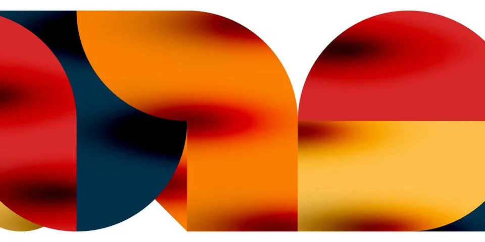 Tech minimal circular shapes geometric art. Vector modern circles Illustrazione stock