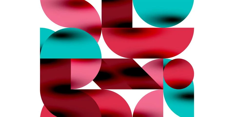 Tech minimal circular shapes geometric art. Vector modern circles Stock Illustration