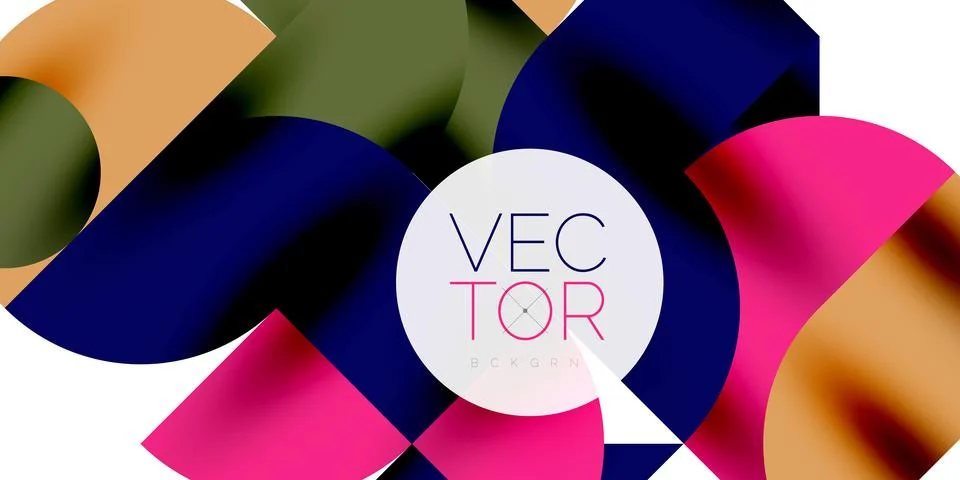 Tech minimal circular shapes geometric art. Vector modern circles 스톡 일러스트