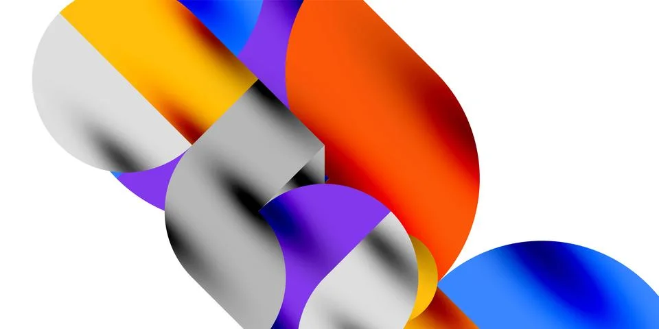 Tech minimal circular shapes geometric art. Vector modern circles Stock Illustration